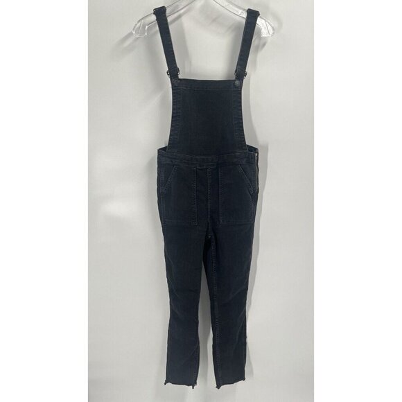 Madewell Black Denim Skinny Overalls Lunar Wash Sz Small J7955 Side Zip - Picture 4 of 8